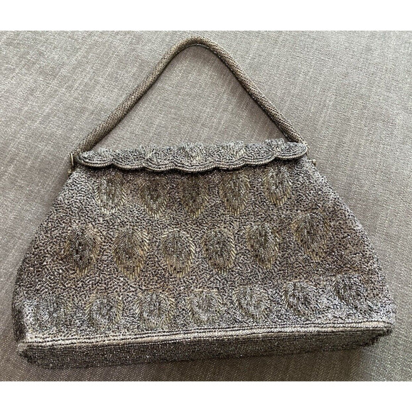Vtg Beaded Purse Handmade in Hong Kong Evening Bag Wedding Party Prom Clutch - Picture 3 of 16